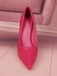 Sztuczne skórzane czółenka z obcasem w szpic Stylowe wysokie obcasy