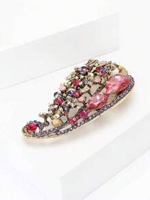 Spilla vintage a forma di foglia traforata e con strass, accessori per abiti da donna, spilla per vestiti, per feste, banchetti e regali