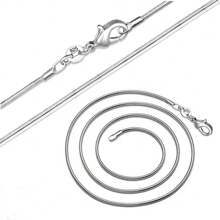 925 Sterling Silver Plated Necklace Women, Silver Fashion Jewelry Snake Chain 1mm Neck 16 18 20 22 24 26 28 30 Inches