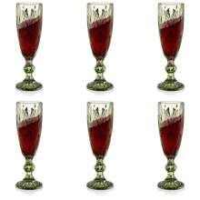 6PCS Crystal Champagne Flutes, 150ml Elegant Wine Glass Goblets,  For Weddings Party Glasses Home Bar Party Decor, Christmas Gift Set With Engraving - 綠色-6PCS - 查看 4