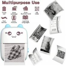 Inkless Sticker Printer For IOS&Android Mini Thermal Printer With Rolls Thermal Paper, Blue-Tooth Pocket Printer Smart Portable Receipt Printer For Photo Journal Notes Memo - Multicolor - View 5