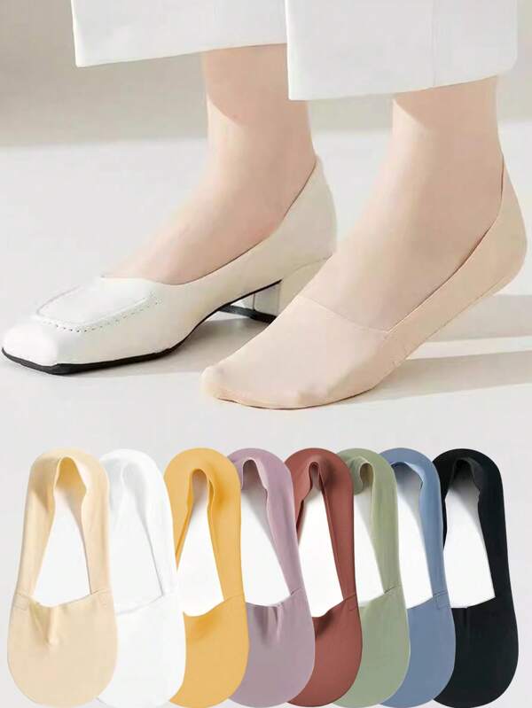 1/5Pairs Women Socks Breathable Invisible Silicone Non-Slip Solid Color Boat Sock Comfortable High Quality No-Show Sox Ultra-Thin