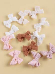 Set de 12 accesorios para el cabello para bebé, un set completo de lazos y pasadores para el cabello, adecuado para uso diario - Multicolor - Ver 4