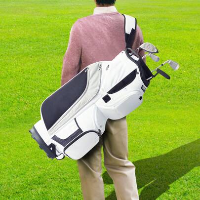 Golf Cart Bag With 14 Way Organizer Divider Top, 36"/41" Multiple Pockets, Premium Nylon/Cart Bag, Durable With Handles, Dust Cover & Detachable Straps, For Men & Women, Black, White, Purple, Orange, Army Green, Color-Block