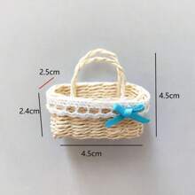 1pc Mini Geweven Mand Poppenrekwisiet, Kleine Handgemaakte Papieren Rotan Mand, Decoratieve Meubel Accessoire Pop