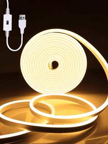 1m/2m/3m/4m/5m USB 柔性 LED 霓虹装饰灯带，可调光氛围灯，适用于直播、化妆镜、浴室镜照明，触摸传感器调光 - 白色 - 查看 5