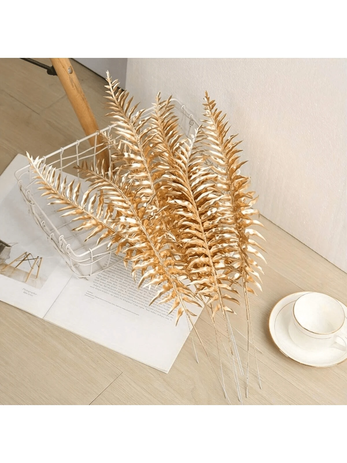 10pcs Golden Leaf Artificial Flowers - Perfect For Dining Room Bedroom Home Decor Valentine's Day