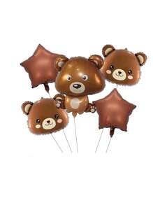 Set de 1 a 5 globos con diseño de oso, decoración para fiesta de cumpleaños con tema de animales, globos de papel de aluminio