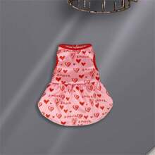 Vestido de gato para San Valentín, bonito vestido de princesa con estampado de corazón para primavera y otoño, transpirable y para perro. - Rojo - Ver 7
