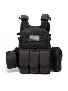 Multi-Accessories Bag + 3-In-1 Equipment Bag Hunting Vest, Gift US Flag, Made Of Waterproof, Abrasion-Resistant, Tear-Resistant Material, Training Vest Suitable For Hunting, Training, Outdoor Survival And Various Outdoor Scenarios