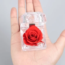 Boîte à bague rose éternelle en 9 couleurs | Bijou de fleur préservée, cadeau pour les mariages, la Saint-Valentin et les souvenirs de mariée (boîte-cadeau de luxe), plantes artificielles