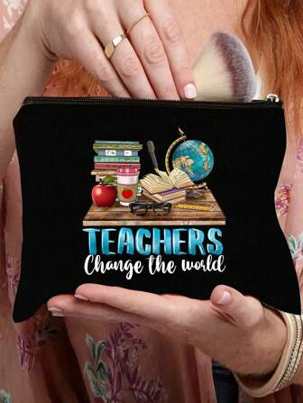 字母和彩虹印花化妆包 送给老师的最佳礼物 铅笔袋 拉链化妆包 旅行配件收纳袋 女性化妆品收纳袋 钱包 - 教。爱。启发化妆包 学校用品 旅行必需品化妆包 节日必需品化妆包 化妆包 化妆品收纳袋 节日 冬季豹纹腊肠犬 女士礼物