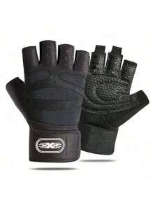 1 Pair Unisex Sports Fitness Gloves For Cycling, Weightlifting, Running, Outdoor Adventure, Punk Hip-Hop, With Extended Wrist Strap And Anti-Slip Palm Protection