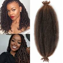FULCRUM 12/18/24/30 pulgadas Extensiones de cabello sintético Afro Twist Kinky Marley Twist Crochet Braiding para mujeres, cabello pre-separado y elástico - Multicolor - Ver 16