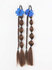 2pcs Cosplay Wig Braid Ponytail New Chinese Style Grip Bubble Braid Small Braid Hair For Kids - Brown - View 10