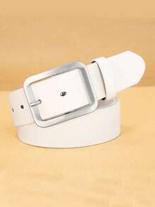 Slim Casual Leather Jeans Belt With Square Center Bar Buckle, Belt Suitable For Teen Summer Casual Outdoor Athletic Or Vacation Travel Or Graduation Gifts Or Birthday Dress Accessories Or Daily Wear - Multicolor - View 6