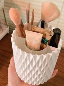 化妆刷架，360°旋转化妆刷收纳盒，5 槽塑料旋转铅笔收纳盒，梳妆台化妆品展示容器，浴室桌口红美容工具，梳子简约风格赋予这款旋转收纳盒多功能外观，可与任何办公室、家庭或学校装饰相结合。