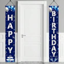 Decorazione appendi porta "Buon compleanno" blu argento per uomo, forniture per feste di compleanno, per 16°, 18°, 21°, 30°, 40°, 50°, 60° compleanno, decorazione da interno ed esterno