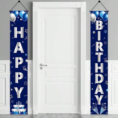 Blaue silberne "Alles Gute zum Geburtstag" Tür-Hängendekoration für Männer, Geburtstags-Party Accessoires, für 16., 18., 21., 30., 40., 50., 60. Geburtstag Außen- und Innenraum Dekoration