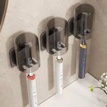 1pc Wall-Mounted Toothbrush Holder With Cups , Independent Installation, No Power Required, Quick-Drying Ventilation, Dust-Proof Bathroom Organizer