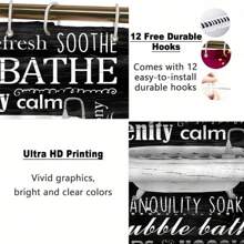 4pcs Bathtub Shower Curtain Gift Modern Home Bathroom Decoration Curtain And Toilet Floor Mat 3-Piece Set With 12 Shower Curtain Hooks Fall Decor Bathroom Accessories Back To School