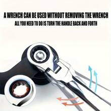 10mm 多功能棘轮扳手，带可移动头组合扳手，可逆可调扭矩，铬钒钢，符合人体工程学的手柄设计，适用于汽车、自行车、摩托车、船舶维修和保养 - 升級款-雙用扳手 - 查看 6