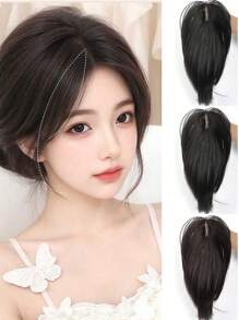 Hair BaZi Bangs Mid Split Headpiece For Diluting Hair With 10 Inch Hair Patches. Female Hair Headpiece With Extra Hair Volume. Straight Hair Patches Are Super Soft And Feel Like Real Hair - Multicolor - View 2