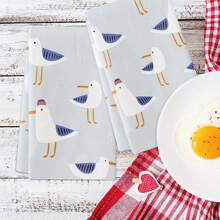 2 Piezas Toalla de cocina absorbente con diseño de gaviota azul, toalla de baño moderna con patrón azul de gaviota, toalla de cocina con tejido de tema de pájaros, adecuada para hornear y cocinar