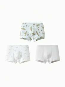 Balabala Tween Boys Underwear, 3 Packs Boxer Shorts, Anti-Bacterial - Gray Green Tone - View 1