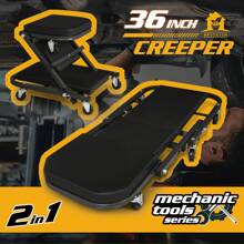 2 In 1 Mechanics Creeper Trolley Stool Workshop Padded Car Workshop Garage - 黑色 - 查看 1