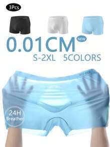 3 piezas Calzoncillos deportivos y de fitness para hombres con transparencia que expone los glúteos, de seda de hielo con estampado de letras, de cintura baja, sin costuras / Pantalones de 4 esquinas