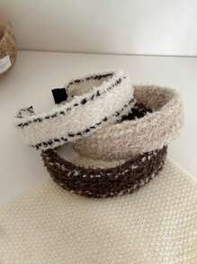 秋冬女士毛绒宽带发带时尚洗脸发夹高冠发饰 - 彩色 - 查看 6