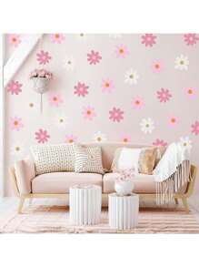 36pcs Creative Bohemian Home Decorations Daisy Wall Decal Flower Vinyl Wall Decals Daisy Decals Floral Decals Peel And Stick Daisy Stickers For Kids Nursery Wall Art Bedroom Living Room(Size:8.26*11.41in*6 Sheets) - Multicolor - View 4
