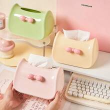 1pc Bow Paper Towel Box, Creative Napkin Storage Box, Bathroom Paper Box, Desktop Toilet Paper Holder, Kitchen Bedroom