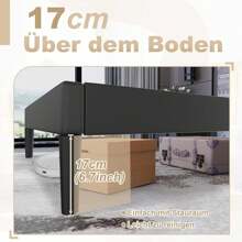 YARDIN Polsterbett 90/140/160 x 200 cm – Doppelbett für Erwachsene, mit Knöpfen, Plattformbettgestell mit gepolstertem Kopfteil aus Kunstleder, Bettrahmen, Holzlattenstütze, Modernes Design (Schwarz) - Kunstleder - Schwarz - Übersicht 8