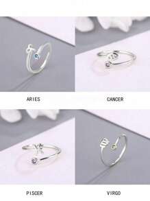 S925 Sterling Silver Toe Ring Twelve Constellation Ring Adjustable Plating 14K Platinum Ring Toe Ring Single Ring For Women Girls Gift Foot Rings