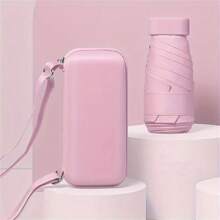 1pc Capsule Umbrella, Black Rubber Sunscreen And Sunshade Umbrella, Compact And Portable UV Resistant Umbrella, Sun Umbrella.