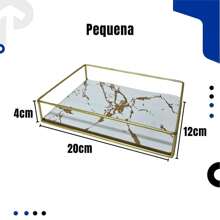 Decorative Rectangular Mirrored Or Marbled Tray In Wood Or Gold Metal For Bathroom - Multicolor - View 8