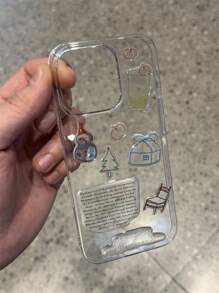 Funda de teléfono transparente compatible con iPhone 16 ProMax 15 14 13 12 11 Pro Max con ilustración de muñeco de nieve lindo y divertido para hacer manualidades, funda protectora a prueba de golpes