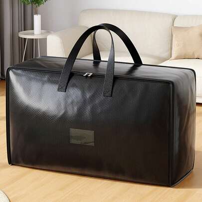 1PC Thick And Heavy-Duty Woven Material Moving Bag Storage Bag, Black Waterproof And Stain Resistant Thick Woven Bag, Clothing Storage, Wardrobe Luggage Storage Bag, Wardrobe Storage, Bedroom Storage Bag, Moving Luggage Set, Can Be Used For School Accommodation, Moving And Packing Luggage