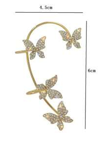 1 Pc Fashionable Women's Vacation Right Ear Golden Yellow Super Flashing Butterfly Ear Clip Ear Hanger