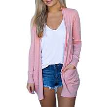 Cardigan For Women,Women's Summer Long Sleeve Lightweight Sweaters Cardigans Fall Oversized Open Front Cardigans Coat With Pockets - Pink - View 2