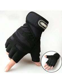 1 Pair Unisex Sports Fitness Gloves For Cycling, Weightlifting, Running, Outdoor Adventure, Punk Hip-Hop, With Extended Wrist Strap And Anti-Slip Palm Protection