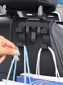 1 件黑色塑料汽车座椅靠背挂钩，汽车多功能手机支架收纳挂钩 - 黑色 - 查看 3