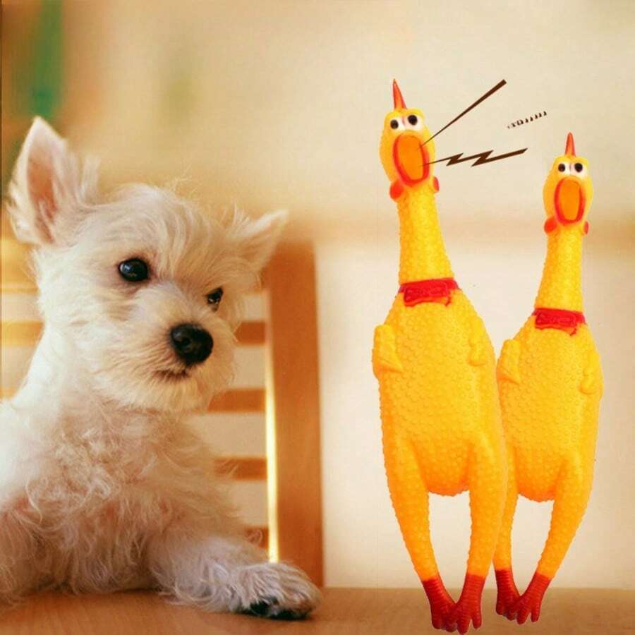 Schreiender Hühnchen Spielzeug, Hühnchen zum Kämpfen, Geschenk für Katzen-/Hundeliebhaber und Hunde-/Katzenoma, Entspannungsspielzeug mit Vokalisation für Hunde und Katzen