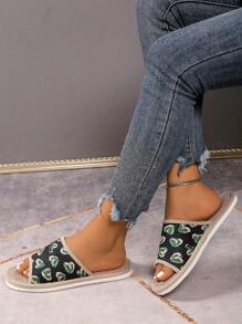 Women's Linen House Slippers, Summer Indoor Floor Anti-Slip Thick Sole Linen Slippers, Soft Bottom
