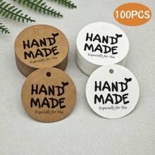 100PCS Handmade Kraft Paper Gift Tags With Letter "Handemade With Love" - For Birthday, Parties, Holidays, Wedding Decor & Crafts
