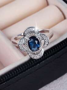 1 pieza Anillo de piedra de zirconia en forma de lágrima brillante y lujoso, ideal para mujeres como regalo para el Día de San Valentín, compromiso, boda, aniversario, mamá, madre, Día de la Madre