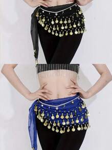 1pc Women's Sequins Fringe Dance Skirts, Belly Dance Fringe Hip Scarf Belts, Women's Glitter Sequins Tassel Skirts, Stage Performance Costume Summer, School