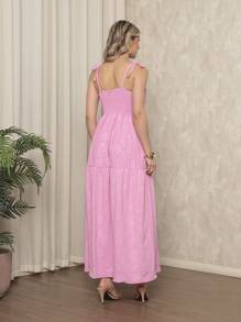 Long Dress With Straps And Loose Cups - 淺粉色 - 查看 3